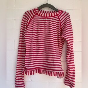 Hanna Andersson Pink Striped Rash Guard with Frill on Bottom Size 5T (110)